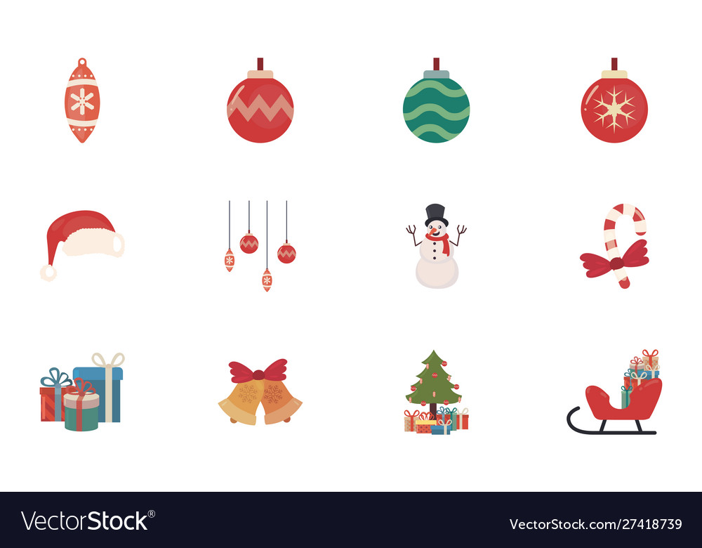 Bundle merry christmas with set icons