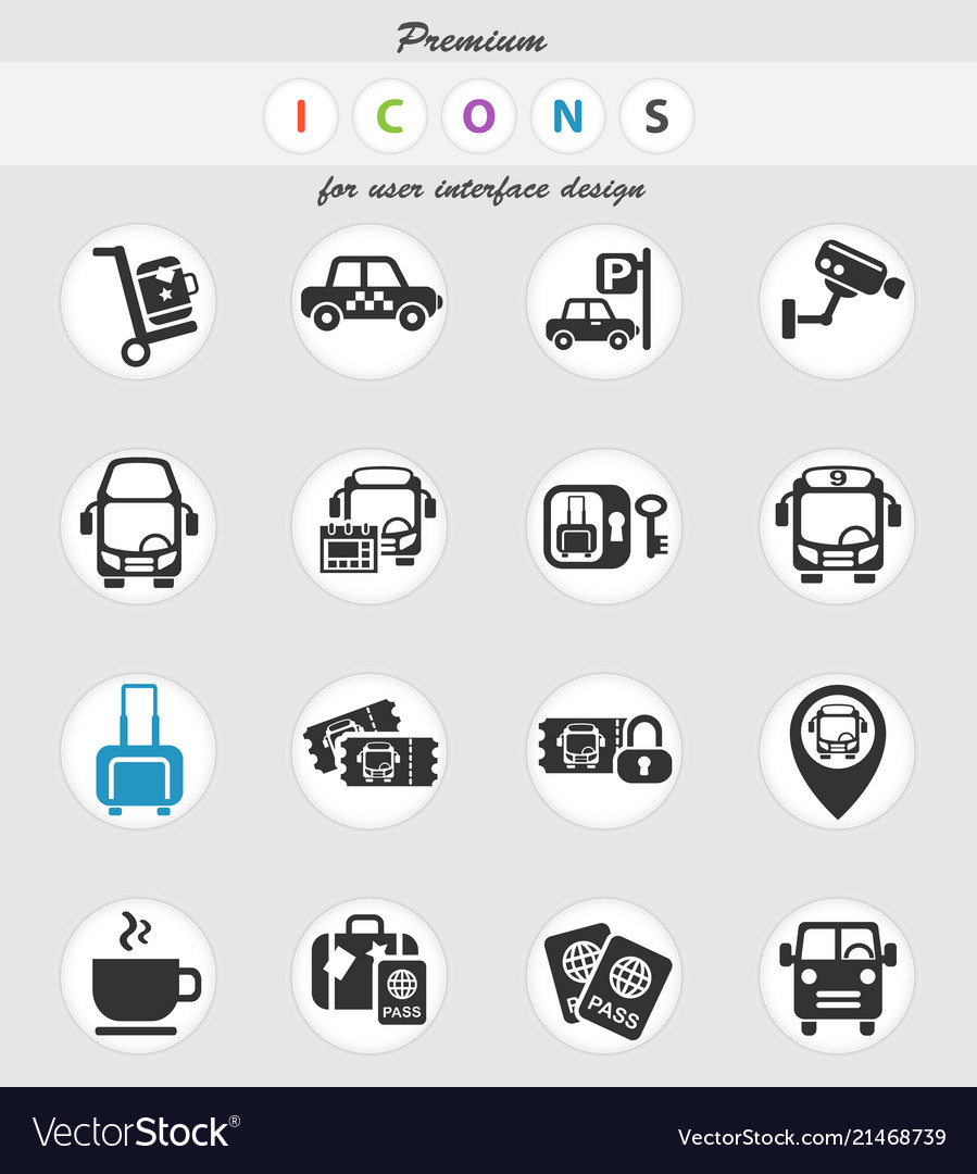 Bus station icon set