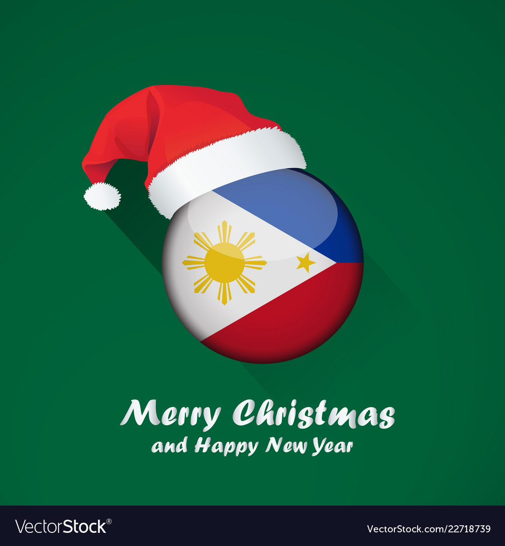 Flag of philippines merry christmas and happy new Vector Image