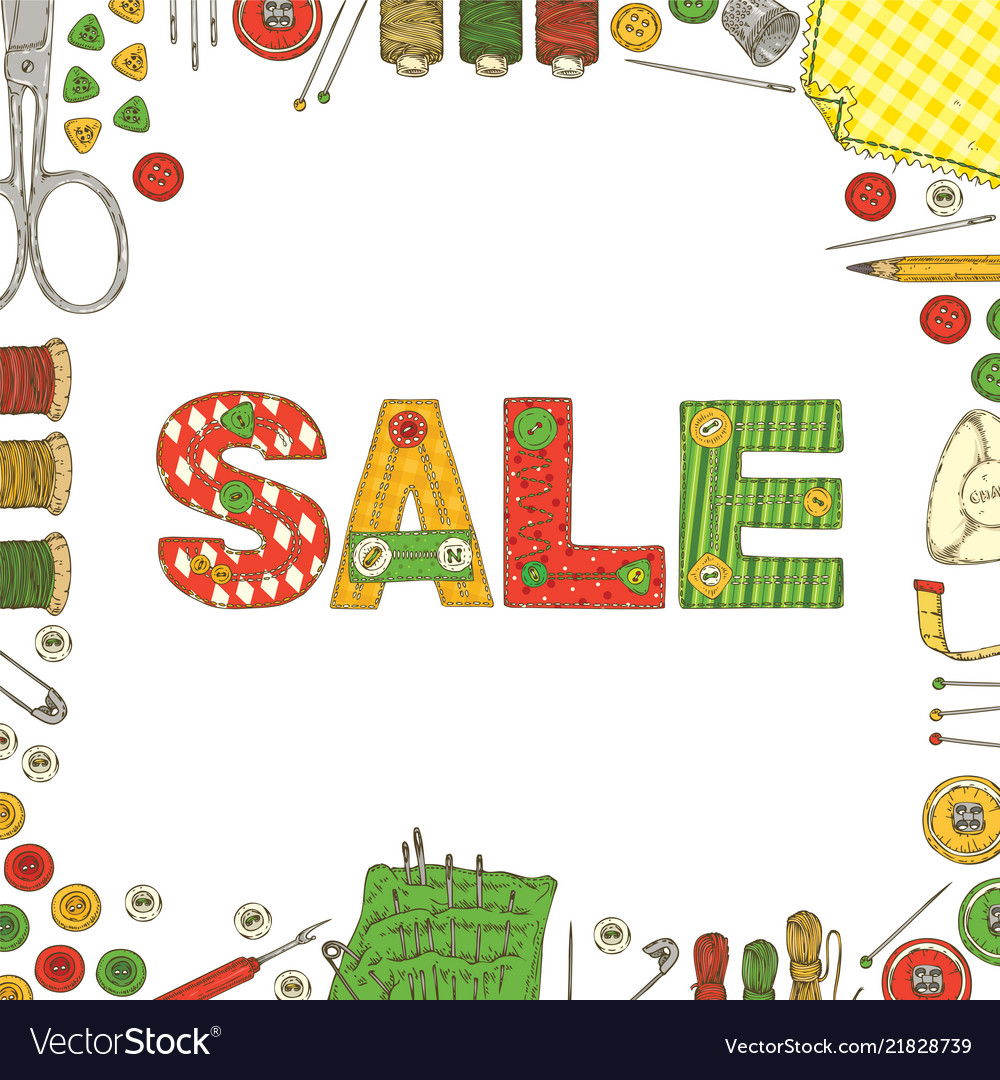 Frame With Sewing Supplies And Accessories Vector Image