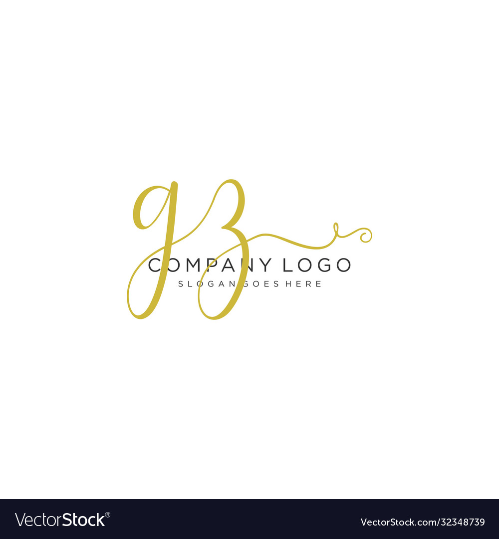 Gz initial handwriting logo design Royalty Free Vector Image