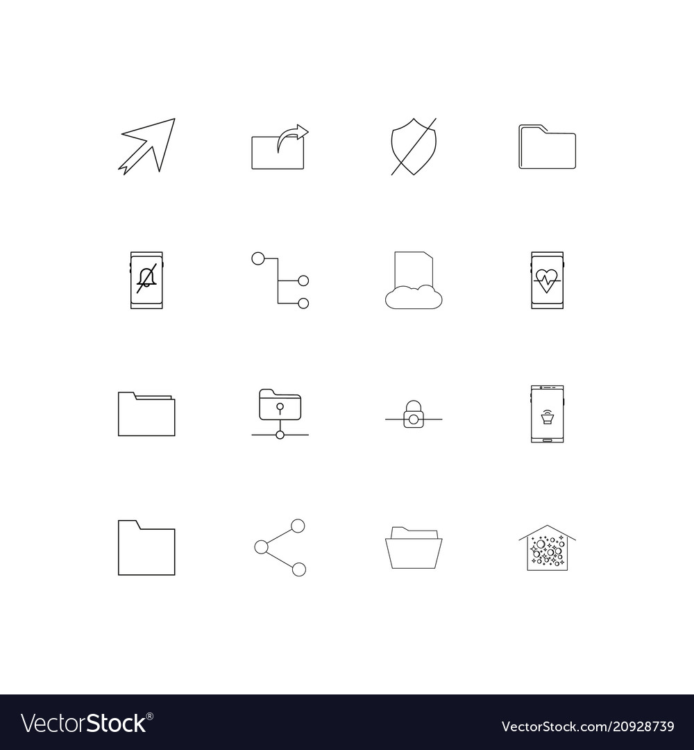 Network and database linear thin icons set