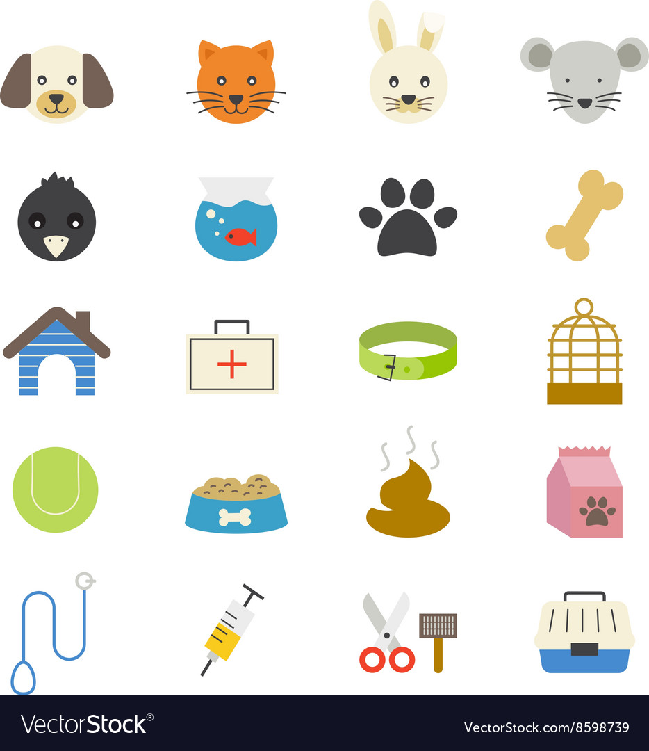 90 Pet Icon Set - Flat Icons