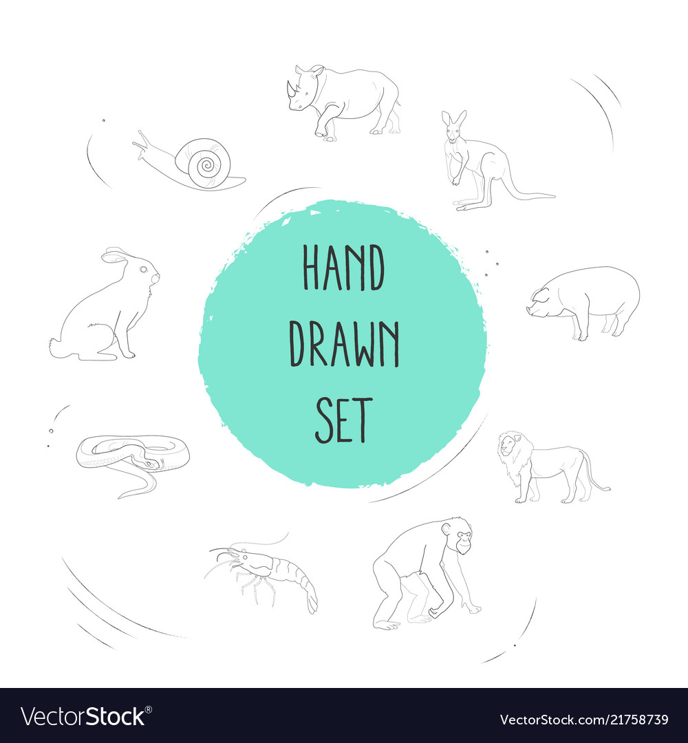 Set of alive icons line style symbols with snail Vector Image Set of alive icons line style symbols with snail