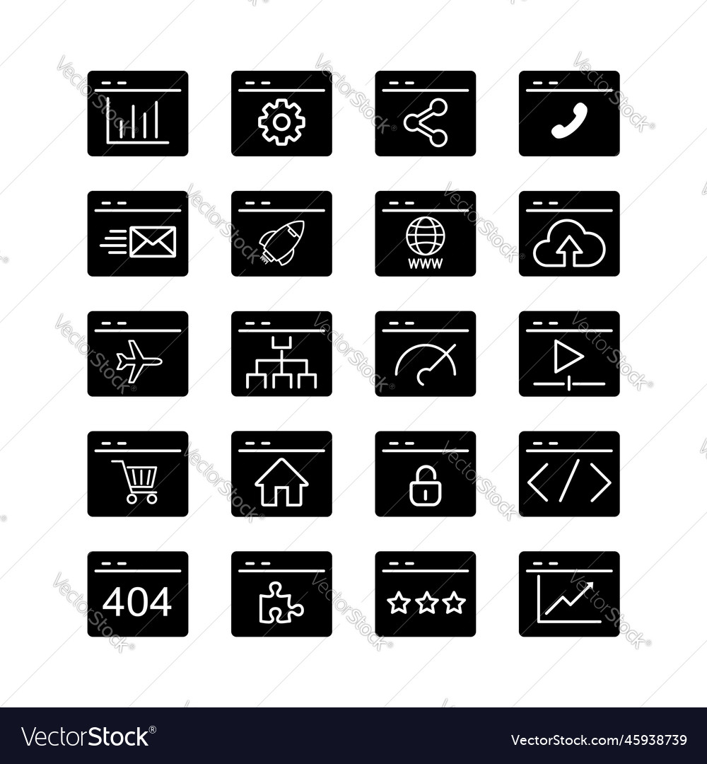 Set of black solid seo web ui icon