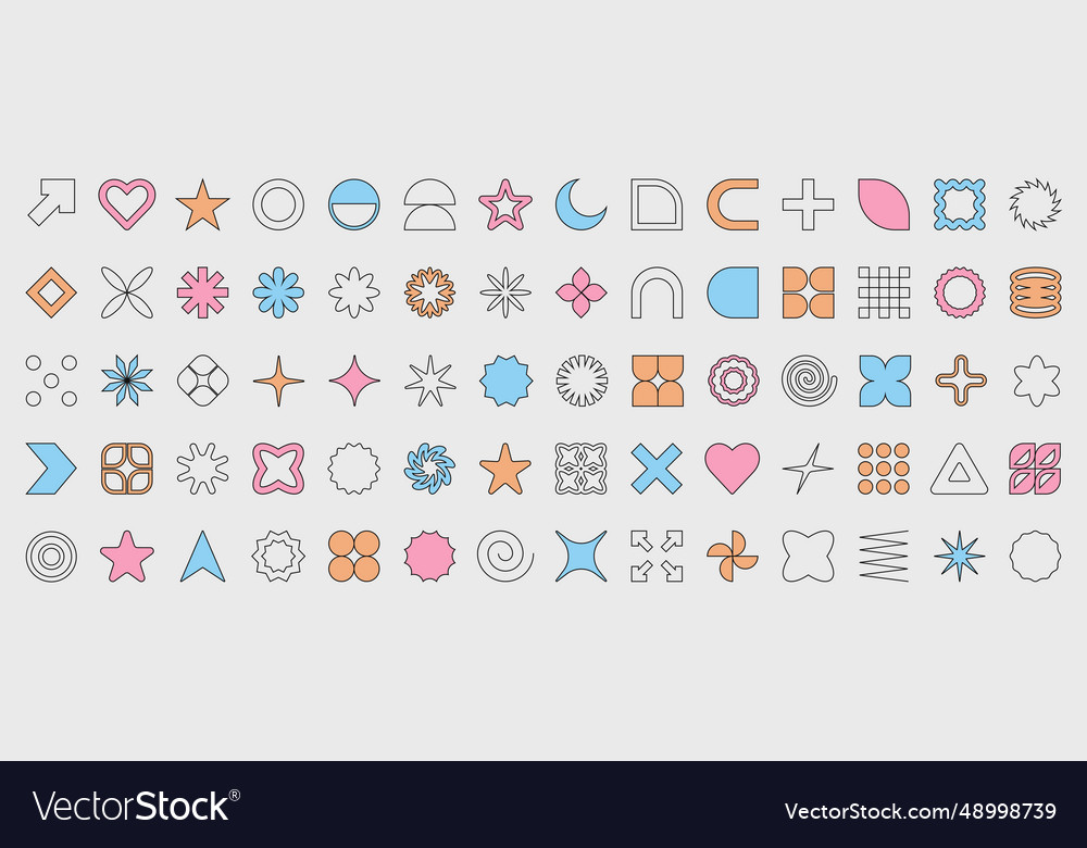 Set of outline abstract geometric shapes Vector Image Set of outline abstract geometric shapes
