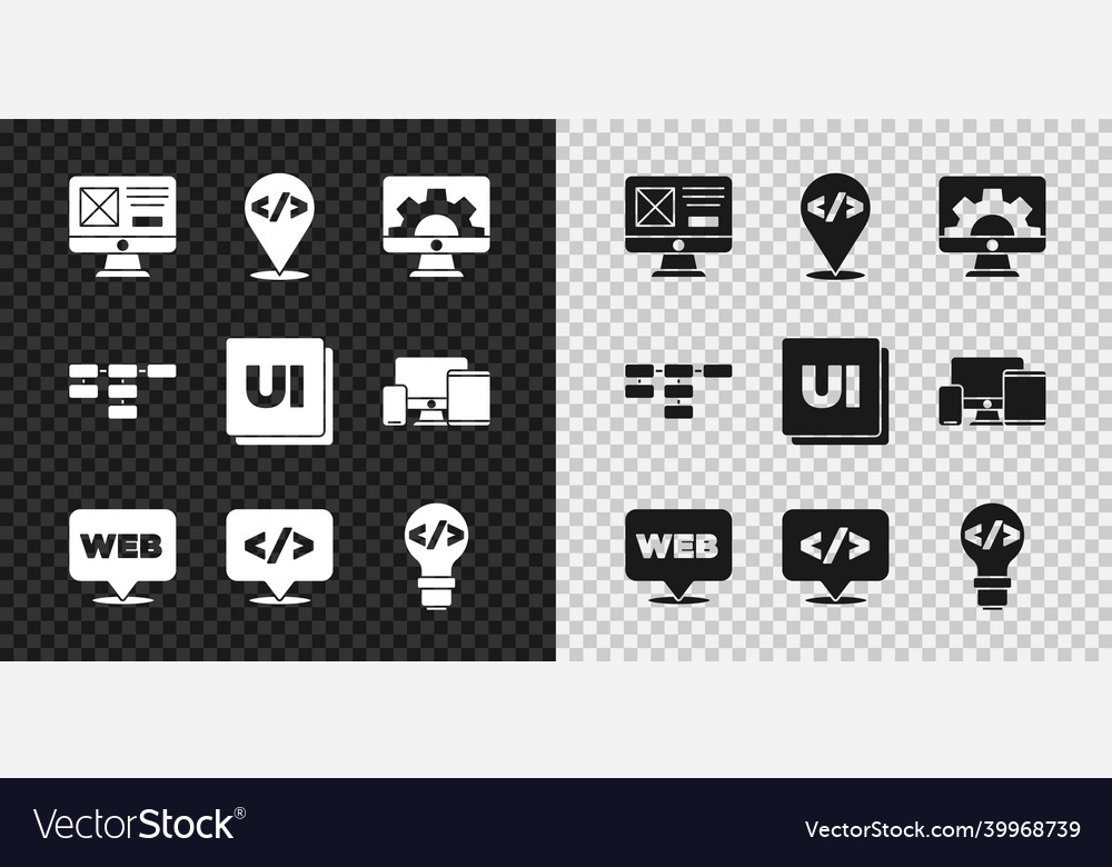 Set ui or ux design front end development web vector image Set ui or ux design front end development web