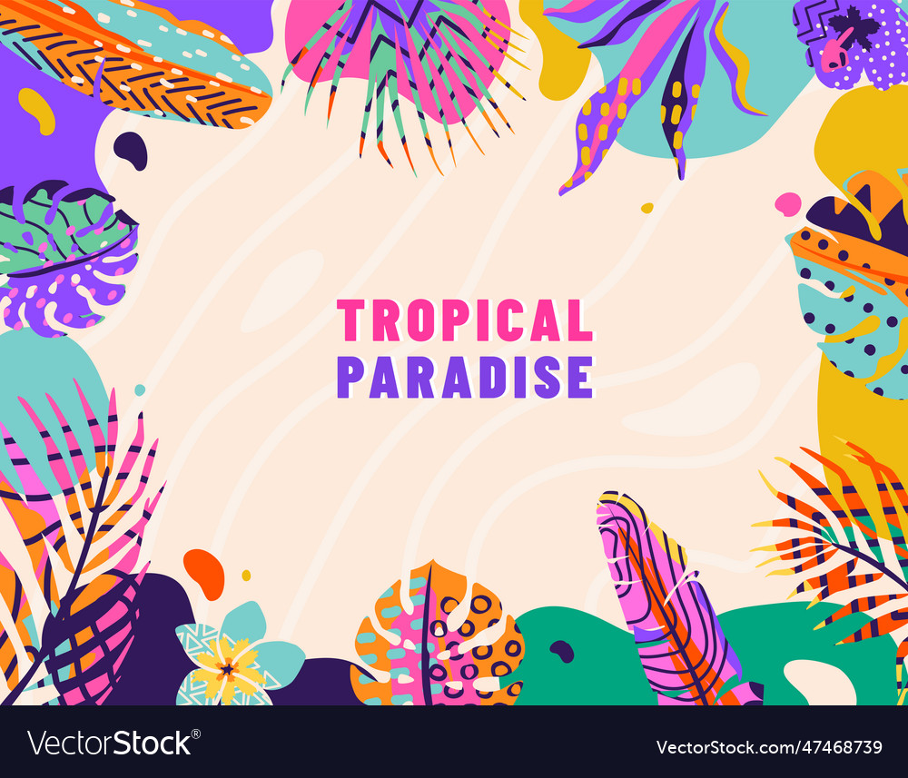 Tropic frame background summer border with Vector Image