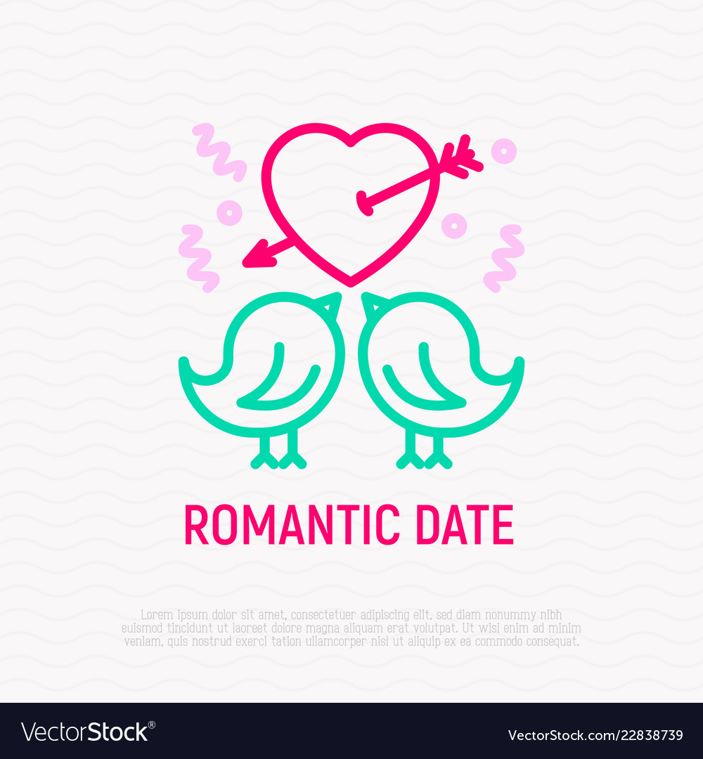 Two birds in love thin line icon