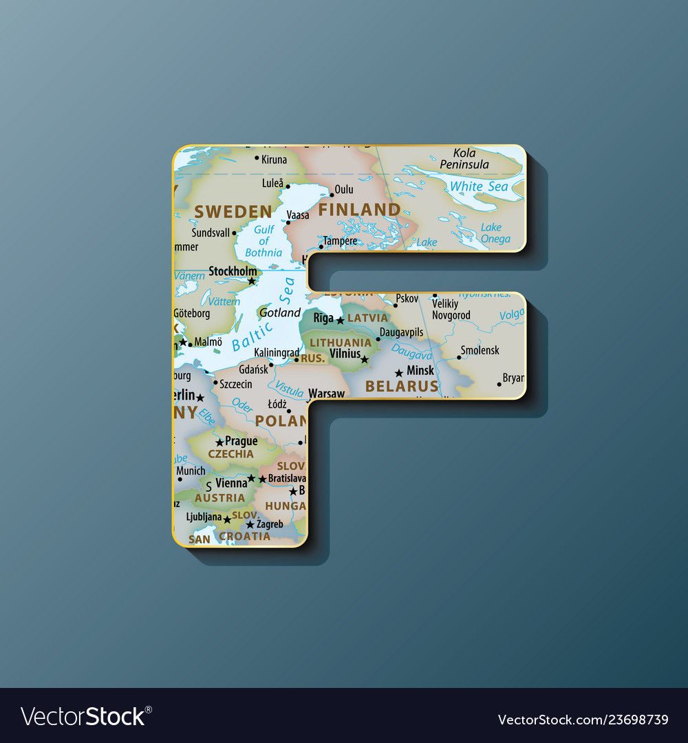 Uppercase letter f with map to use monograms