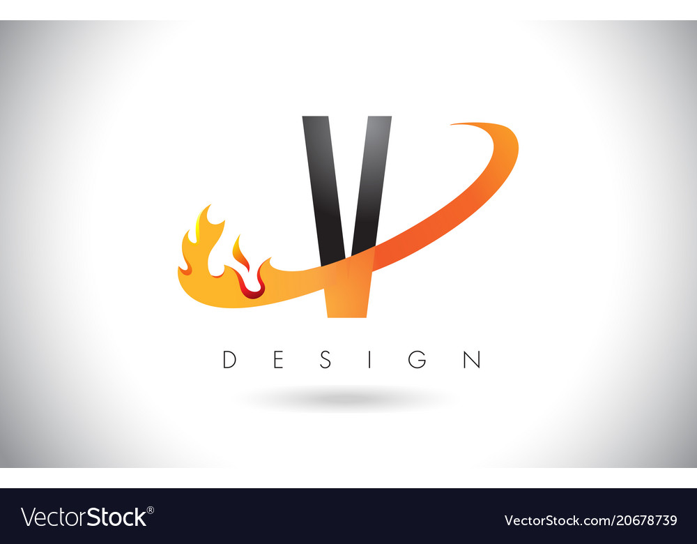 V Letter Fire Logo