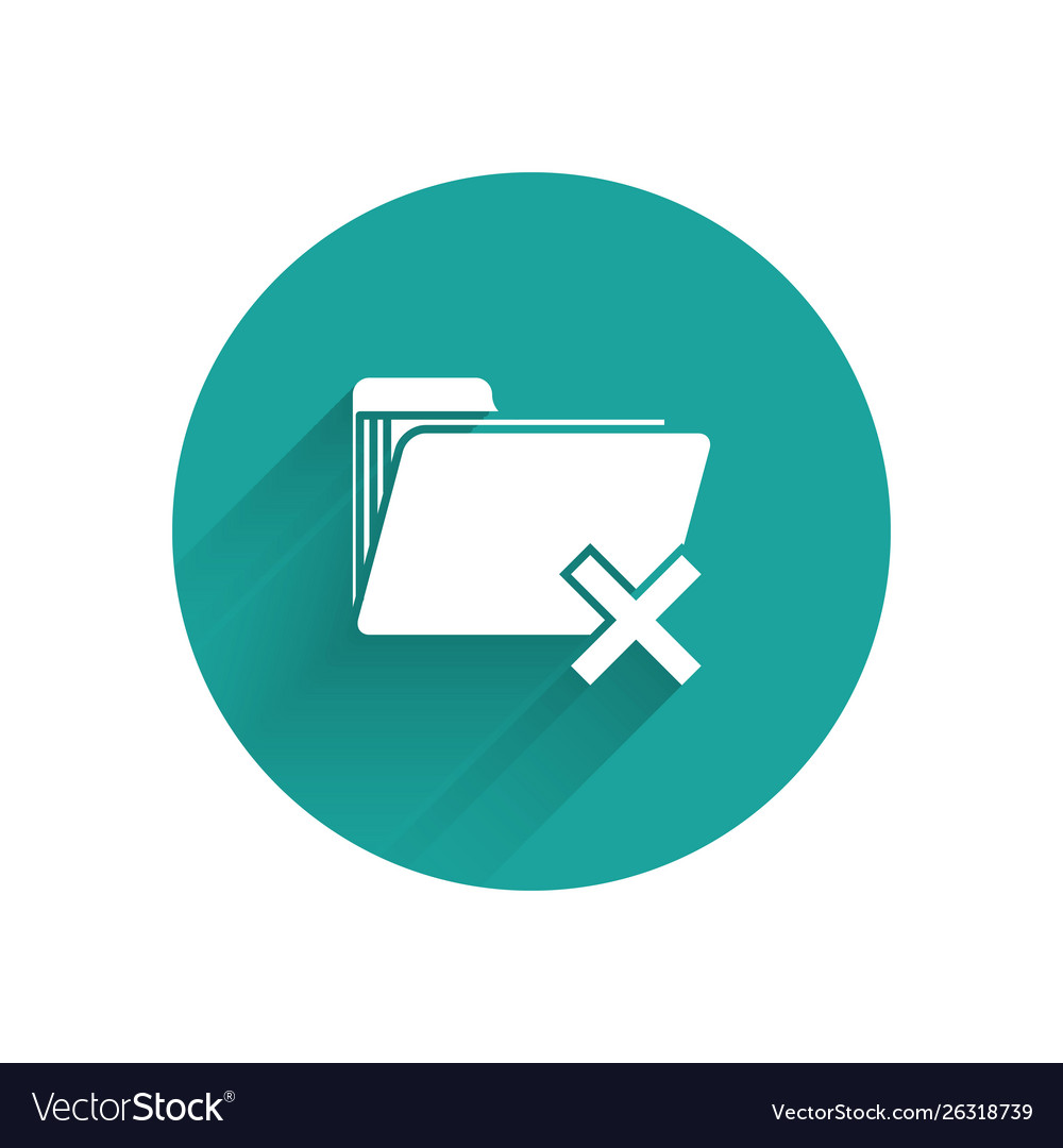 White delete folder icon isolated with long shadow vector image White delete folder icon isolated with long shadow