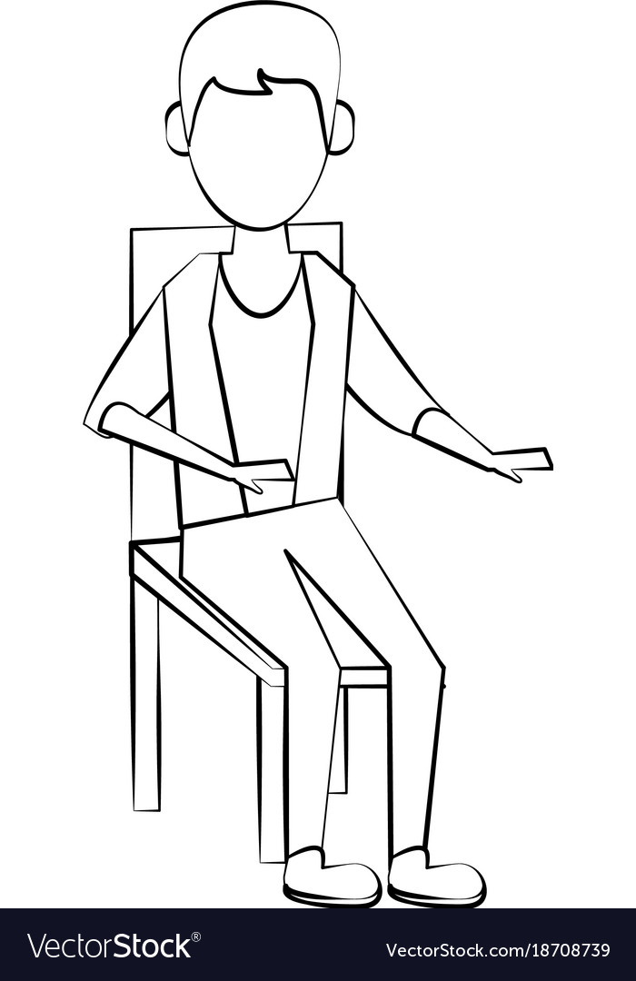 Young man sitting on chair Royalty Free Vector Image