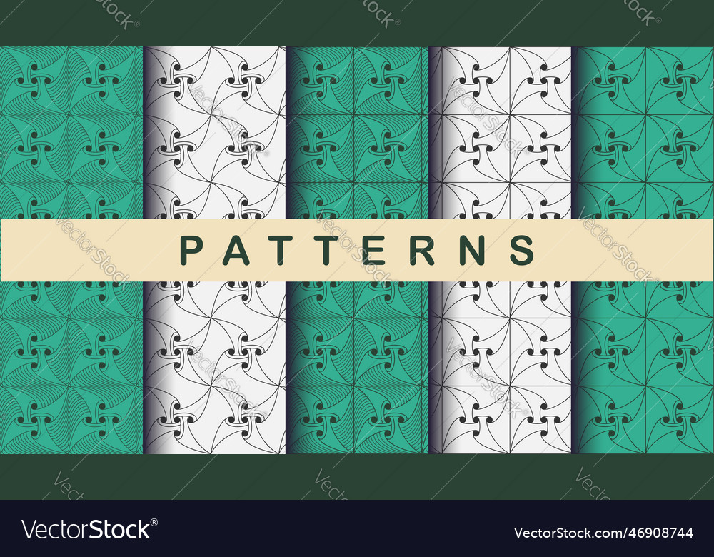 Abstract shapes seamless pattern collection vector image Abstract shapes seamless pattern collection