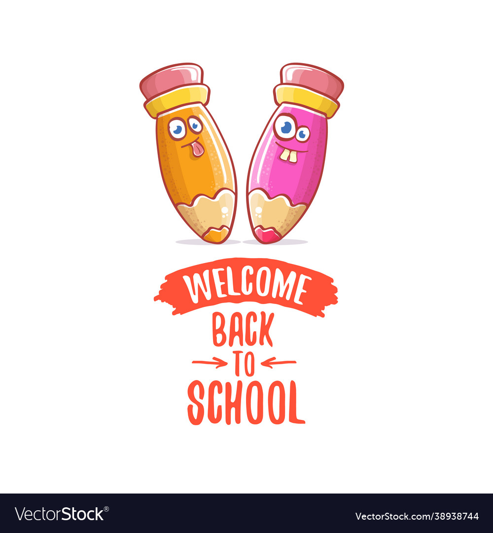 Back to school banner or poster with cartoon funky