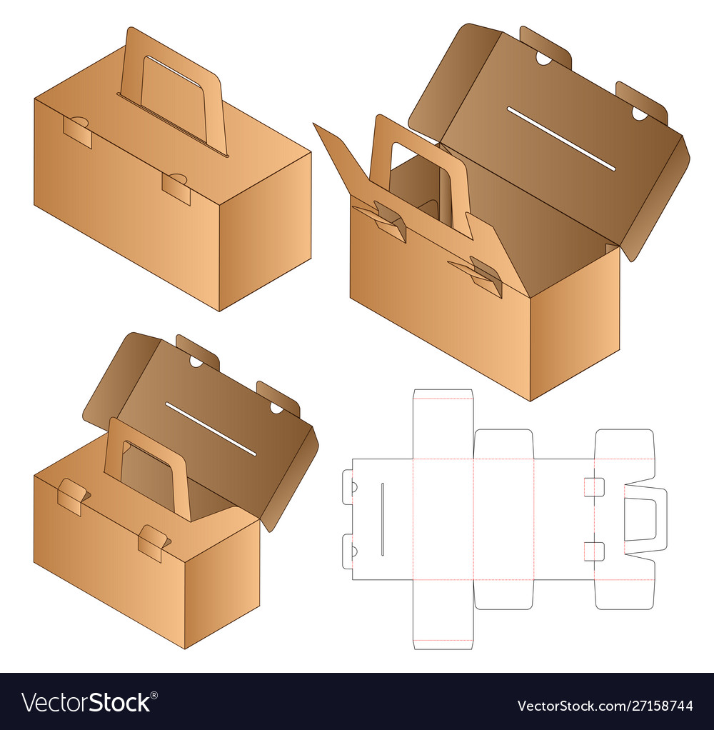 Box packaging die cut template design 3d mock-up