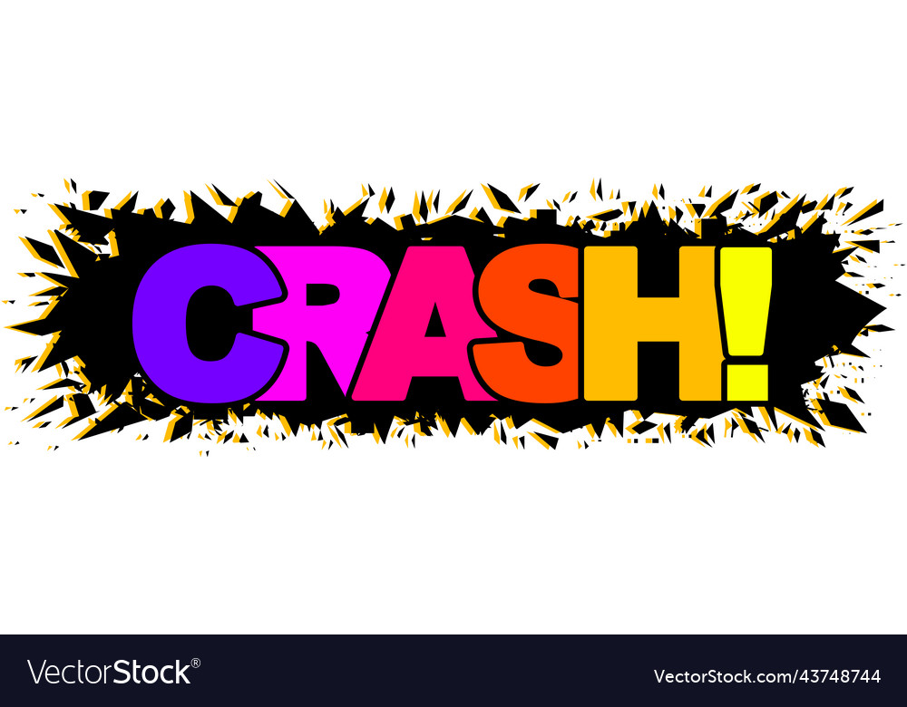 Crash rainbow text on black explosion background Vector Image