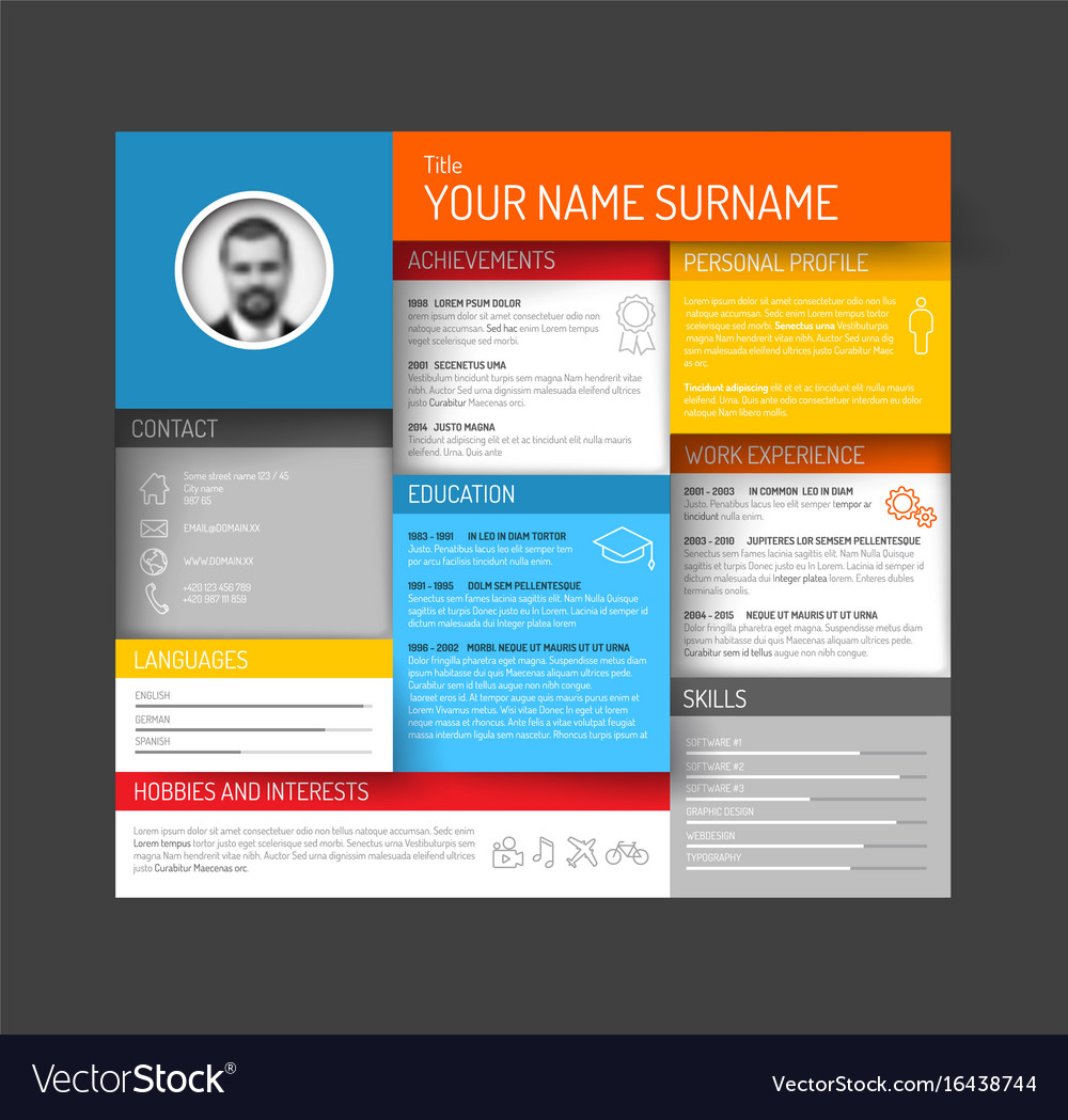 Cv resume template dashboard Royalty Free Vector Image