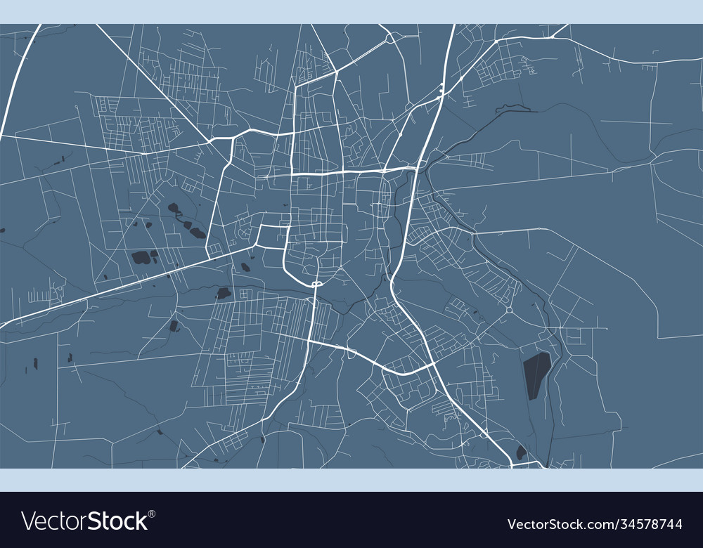 Detailed map czestochowa city linear print Vector Image