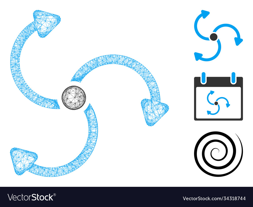 Fan rotation polygonal web mesh vector image Fan rotation polygonal web mesh