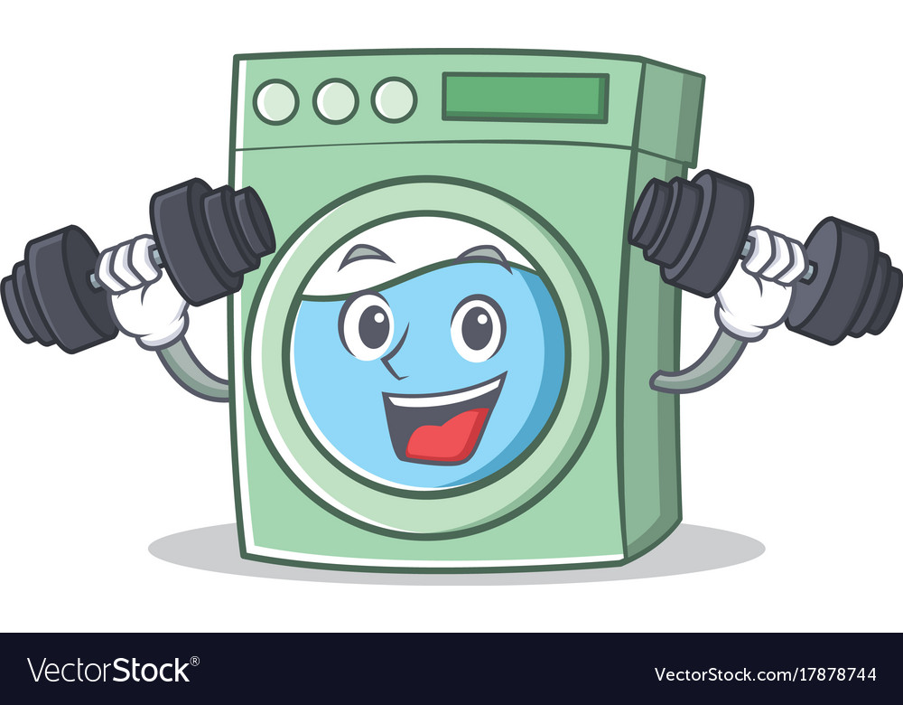 Fitness washing machine character cartoon Vector Image Fitness washing machine character cartoon Vector Image