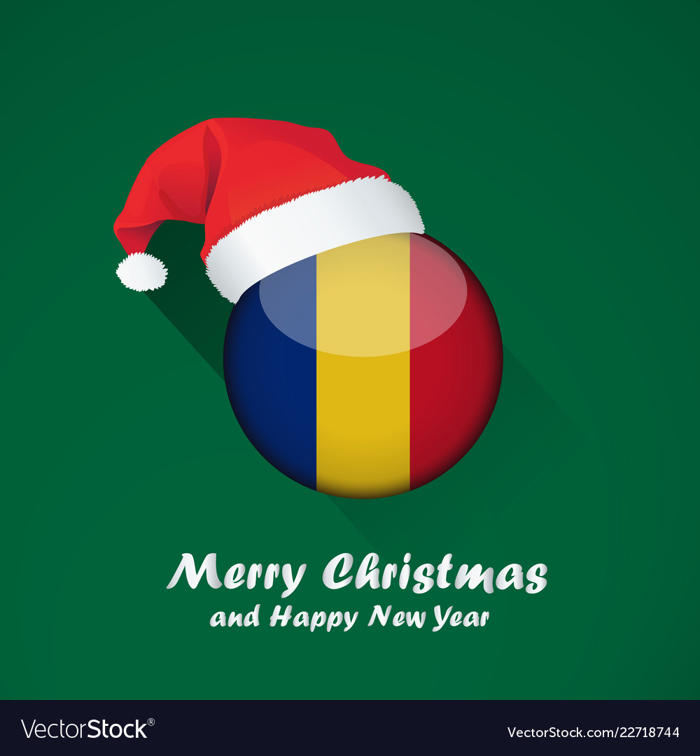 Flagge von romania merry weihnachten und glücklich neue