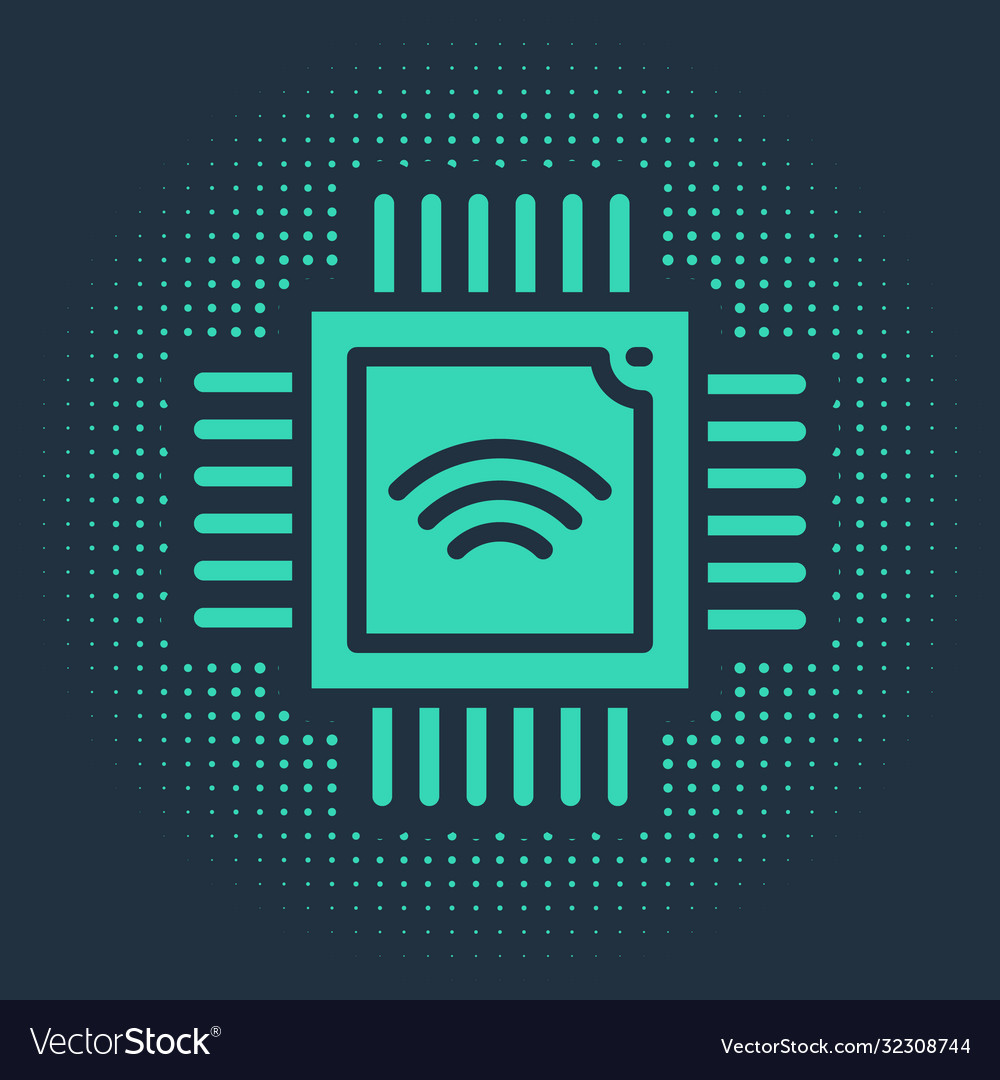 Grüner Computerprozessor mit Mikroschaltungen cpu vector image Grüner Computerprozessor mit Mikroschaltungen cpu