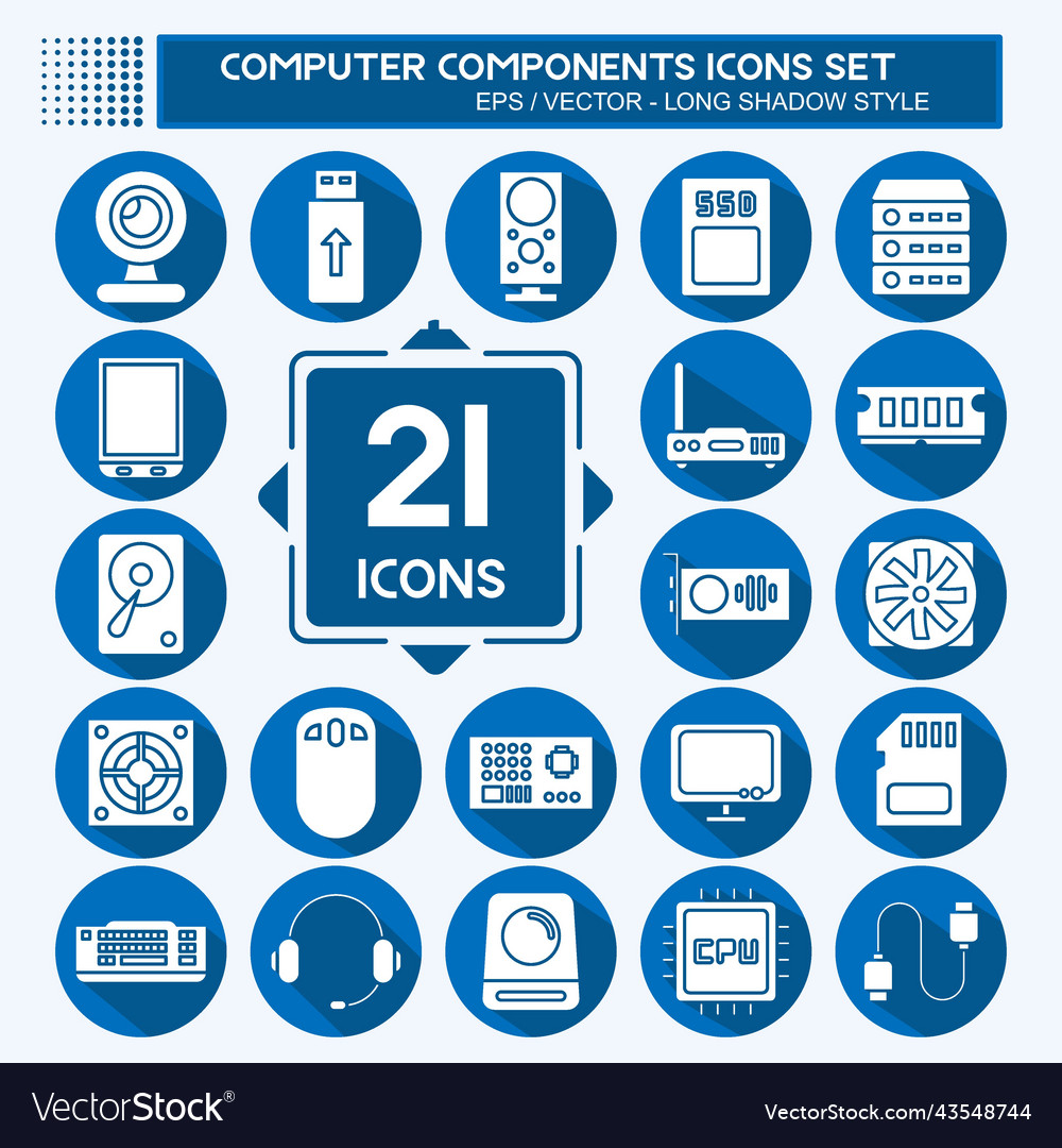 Icon set computer components suitable Vector Image Icon set computer components suitable