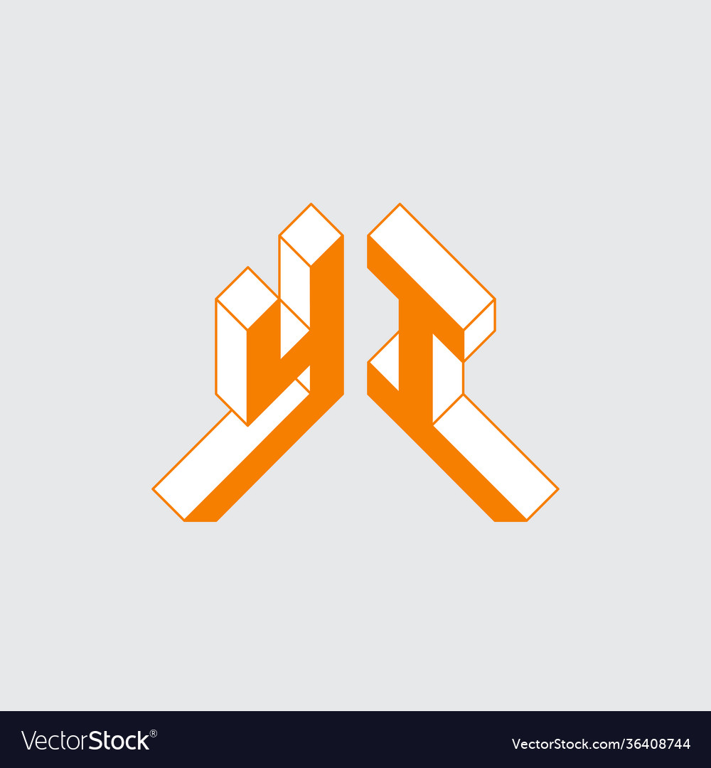 Isometric 3d font for design yi - monogram