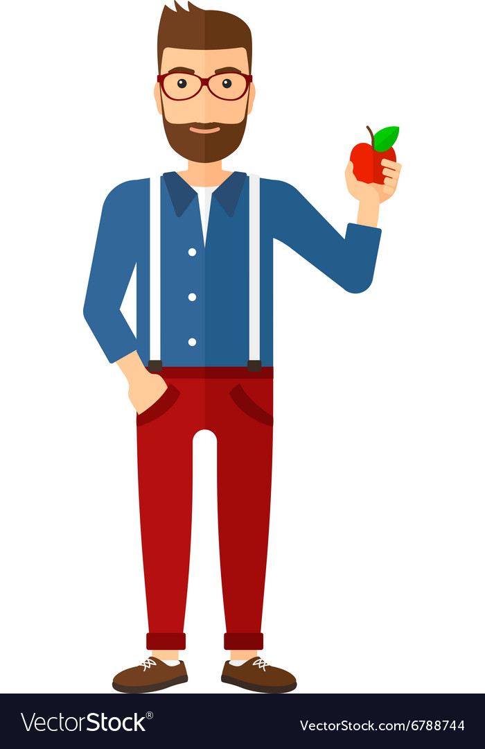 Man holding apple Royalty Free Vector Image - VectorStock