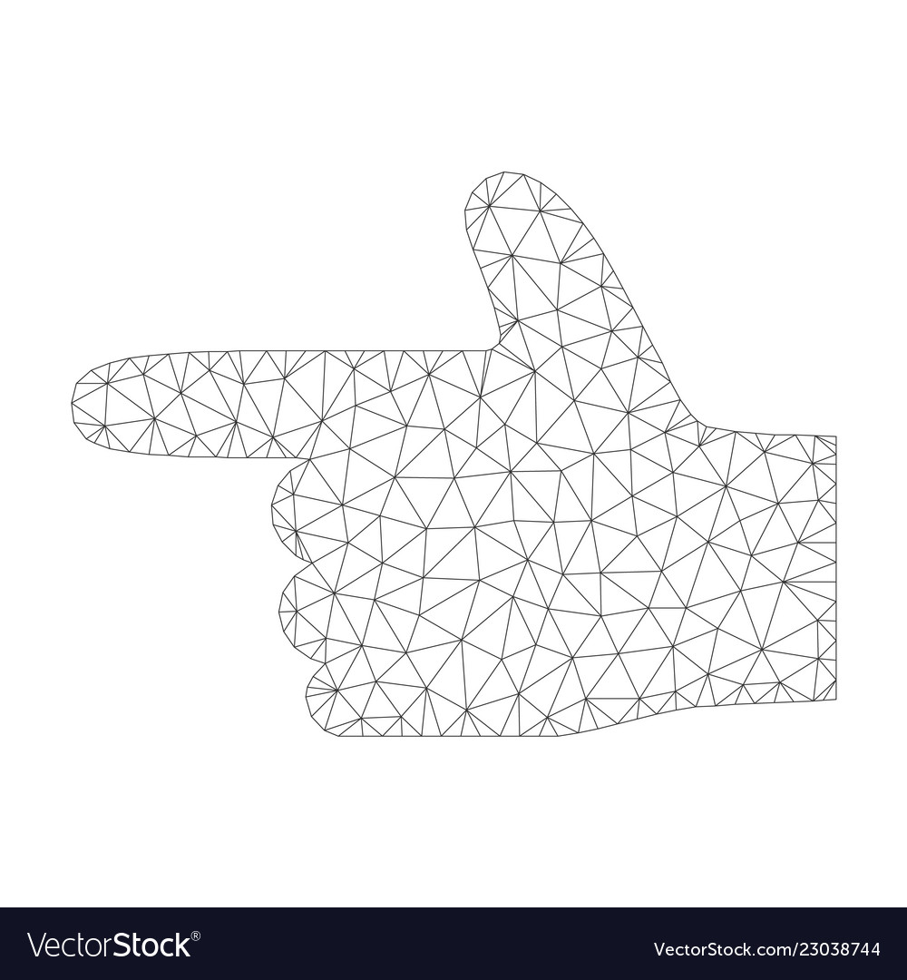 Mesh hand pointer left icon vector image Mesh hand pointer left icon
