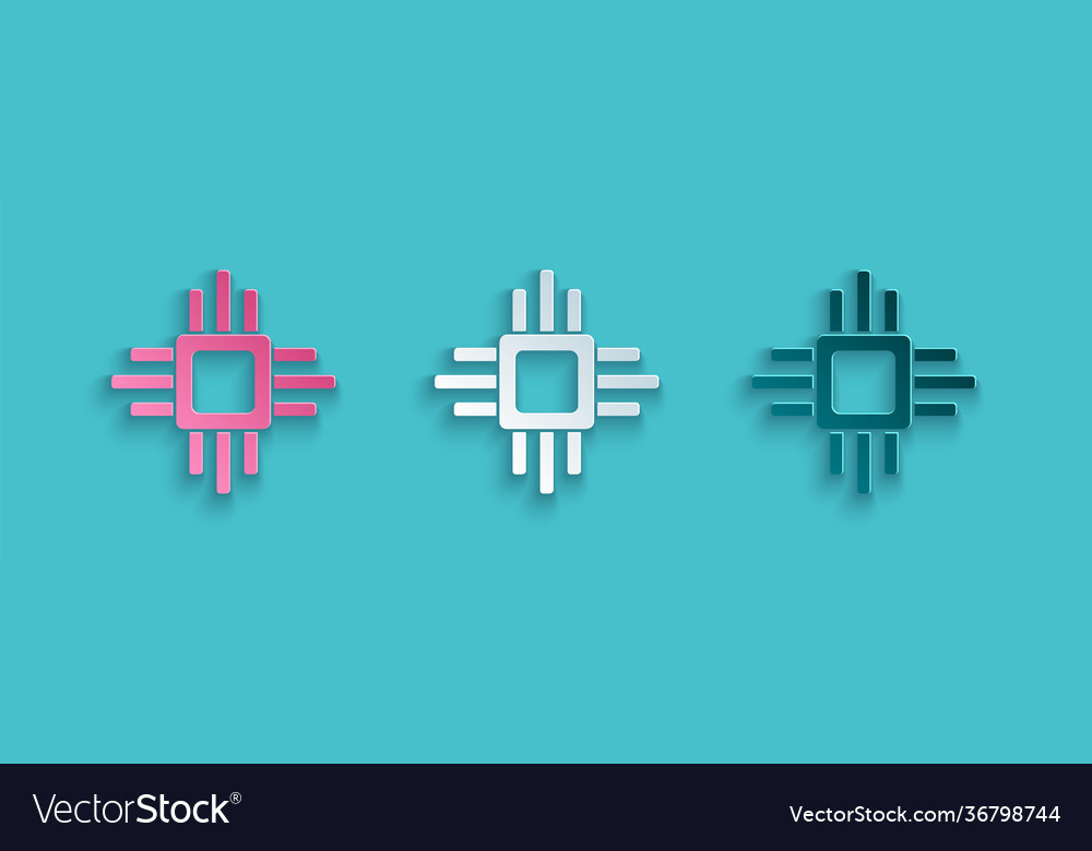 Paper cut computer processor with microcircuits vector image Paper cut computer processor with microcircuits