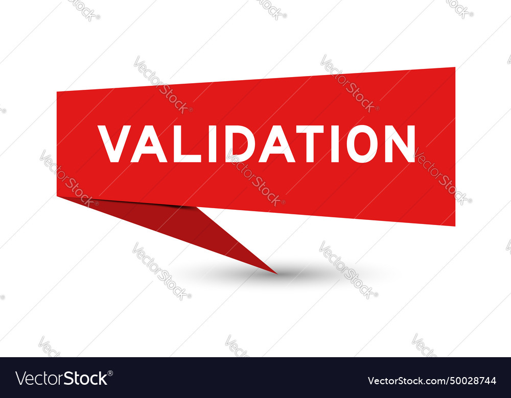 Red color speech banner with word validation