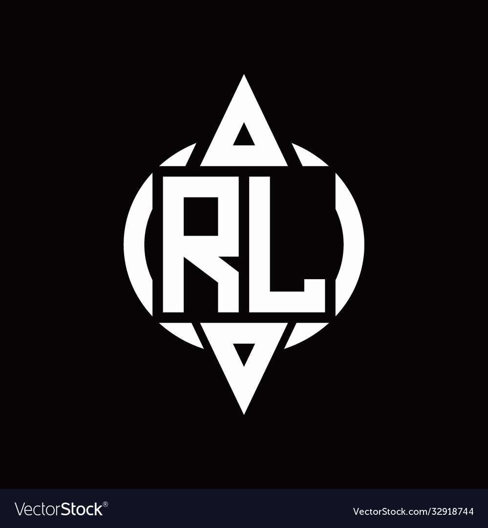 Rl logo with circle rounded combine triangle top