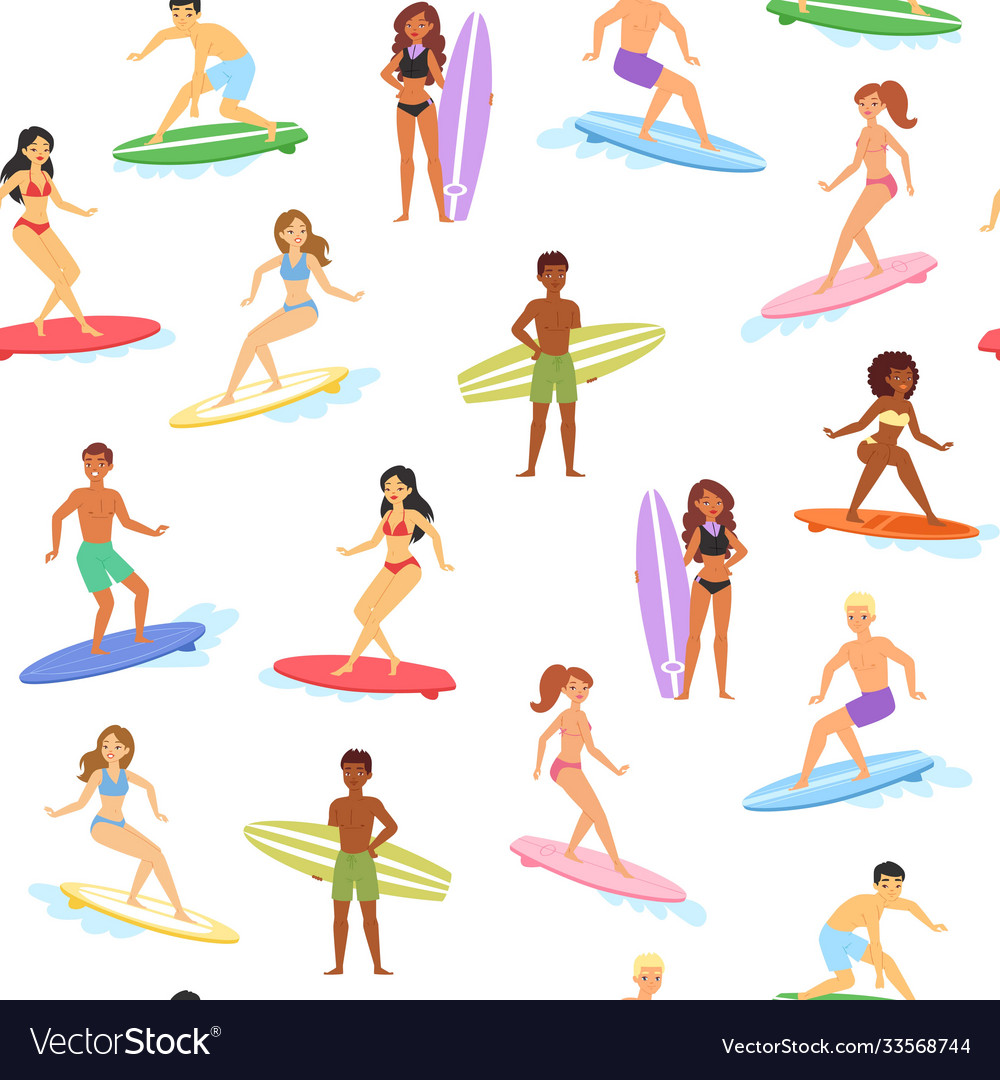 Seamless pattern surfing sport board vacation vector image Seamless pattern surfing sport board vacation