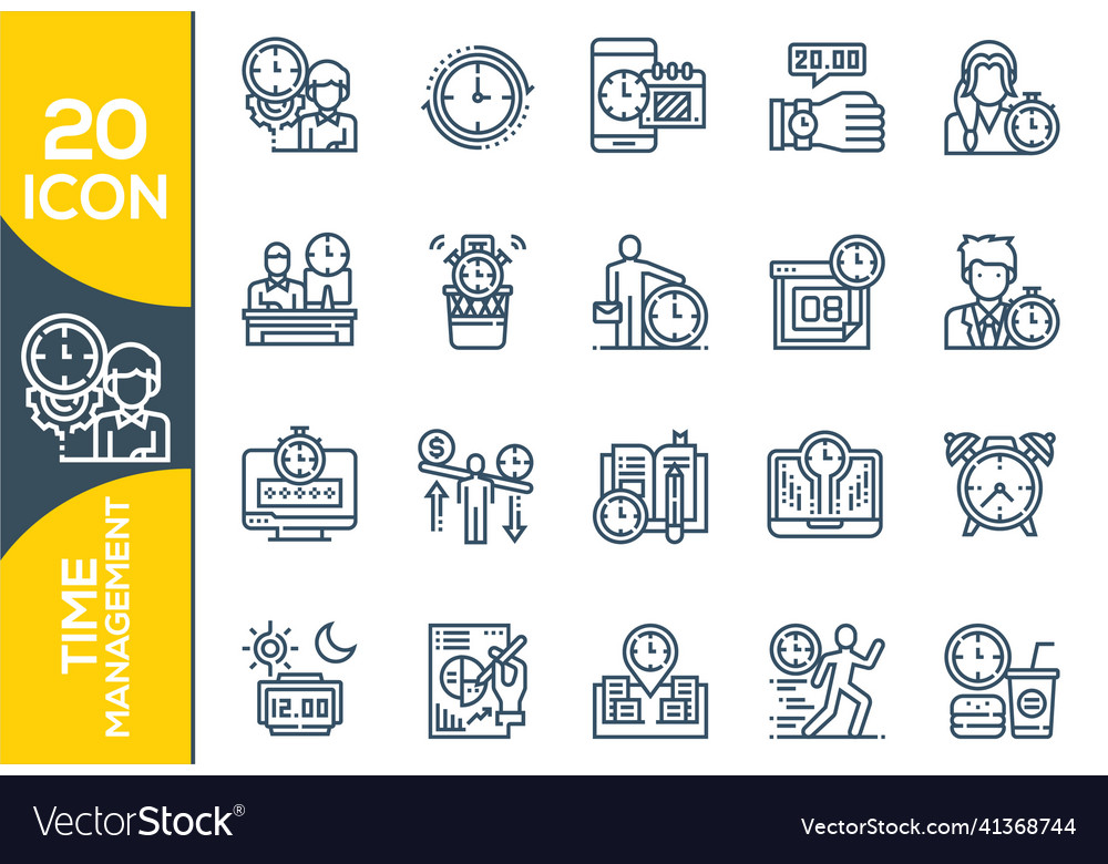 Simple set of time management related line icons Vector Image Simple set of time management related line icons