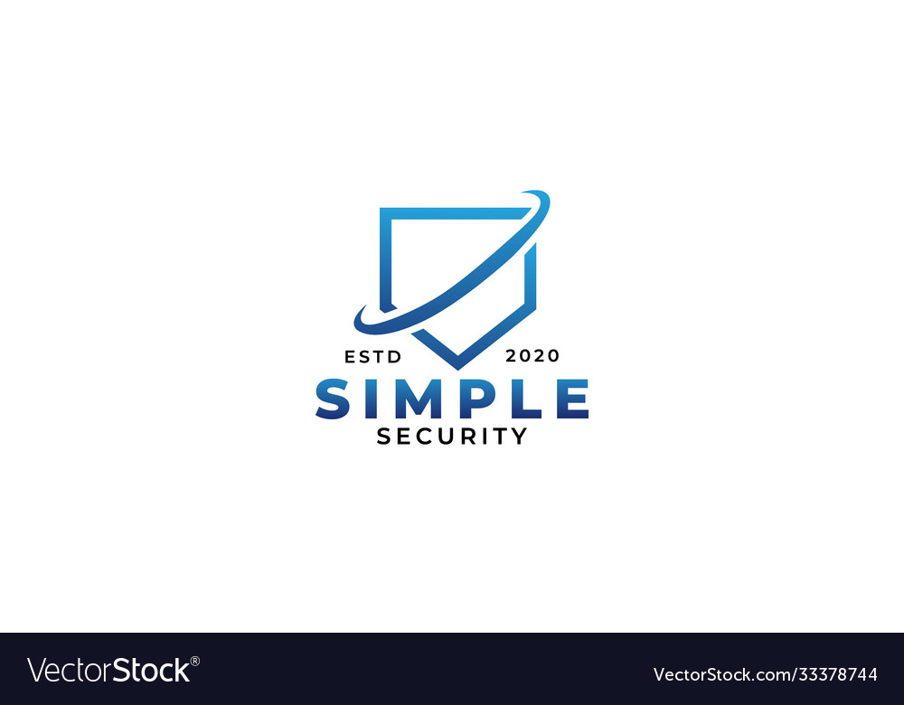 Simple shield security guard line logo design