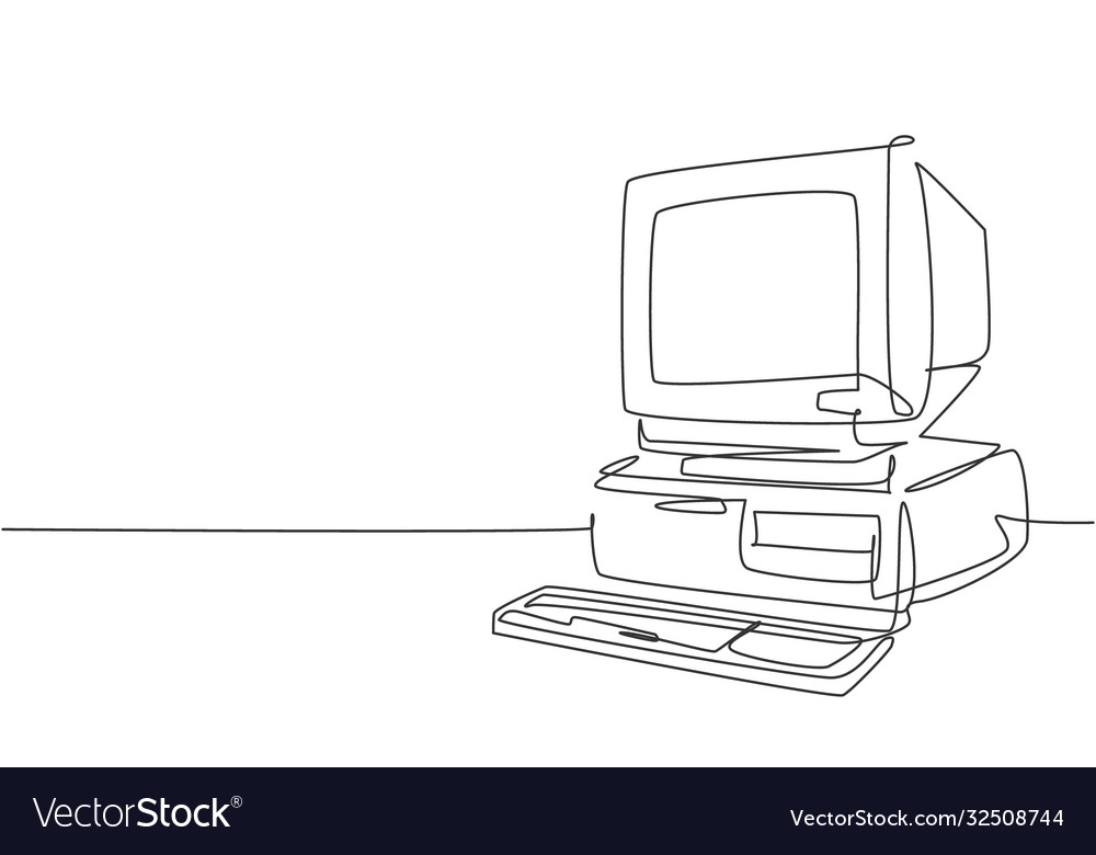 Single continuous line drawing retro old