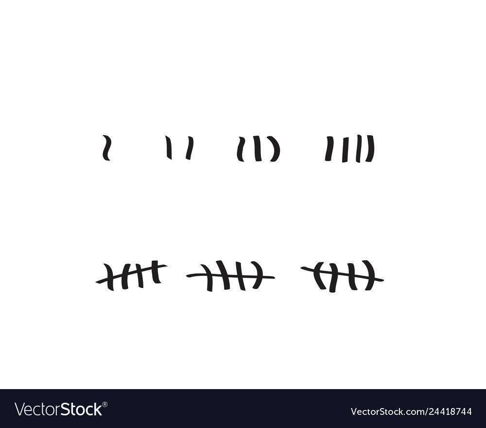 Tally marks on a prison wall isolated counting vector image Tally marks on a prison wall isolated counting