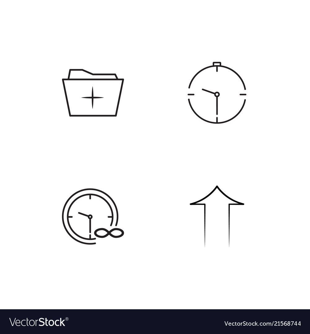 Time linear icons set simple outline