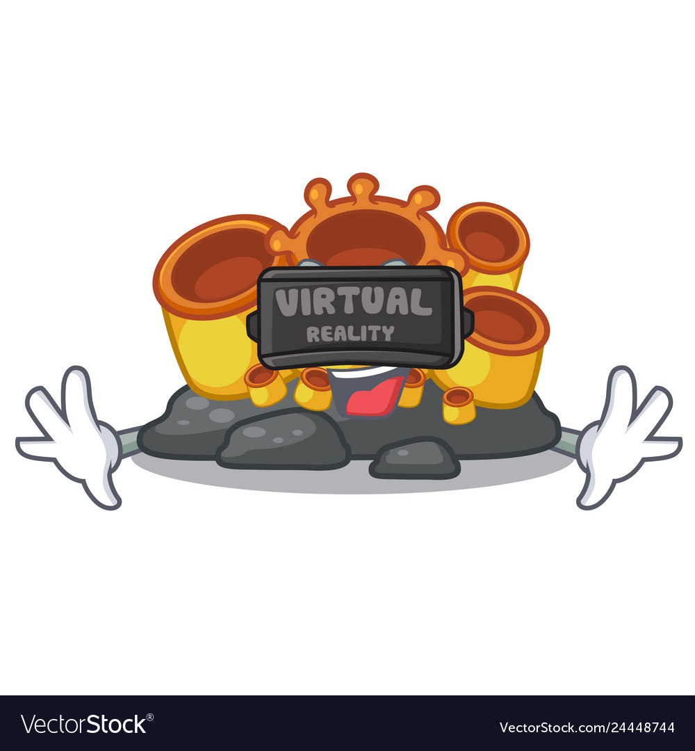 Virtual reality orange sponge coral cartoon in sea Vector Image Virtual reality orange sponge coral cartoon in sea
