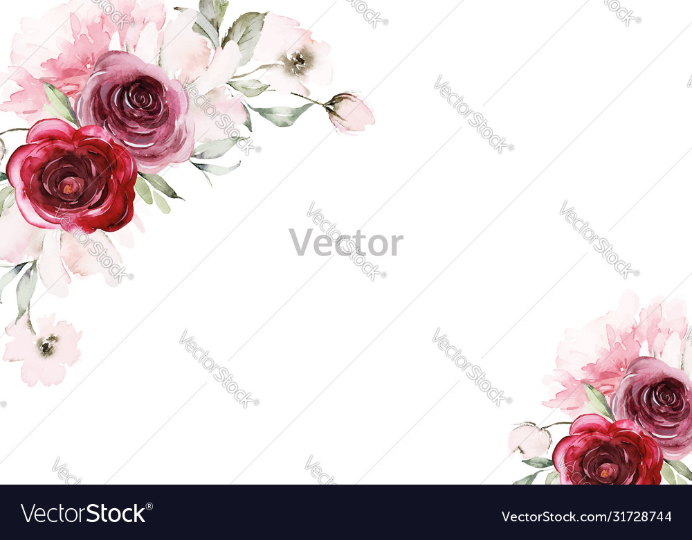 Watercolor greeting card flowers vector image Watercolor greeting card flowers