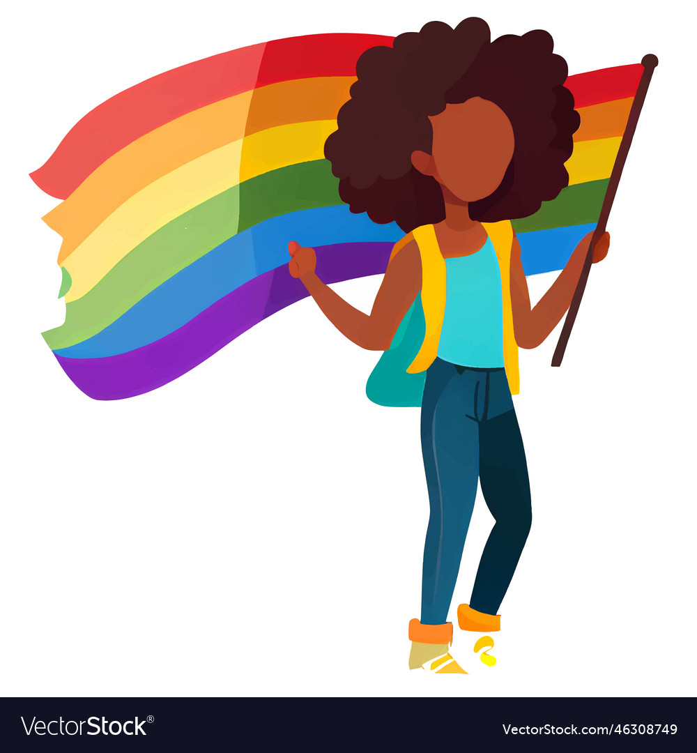 Afro woman with pride flag Royalty Free Vector Image