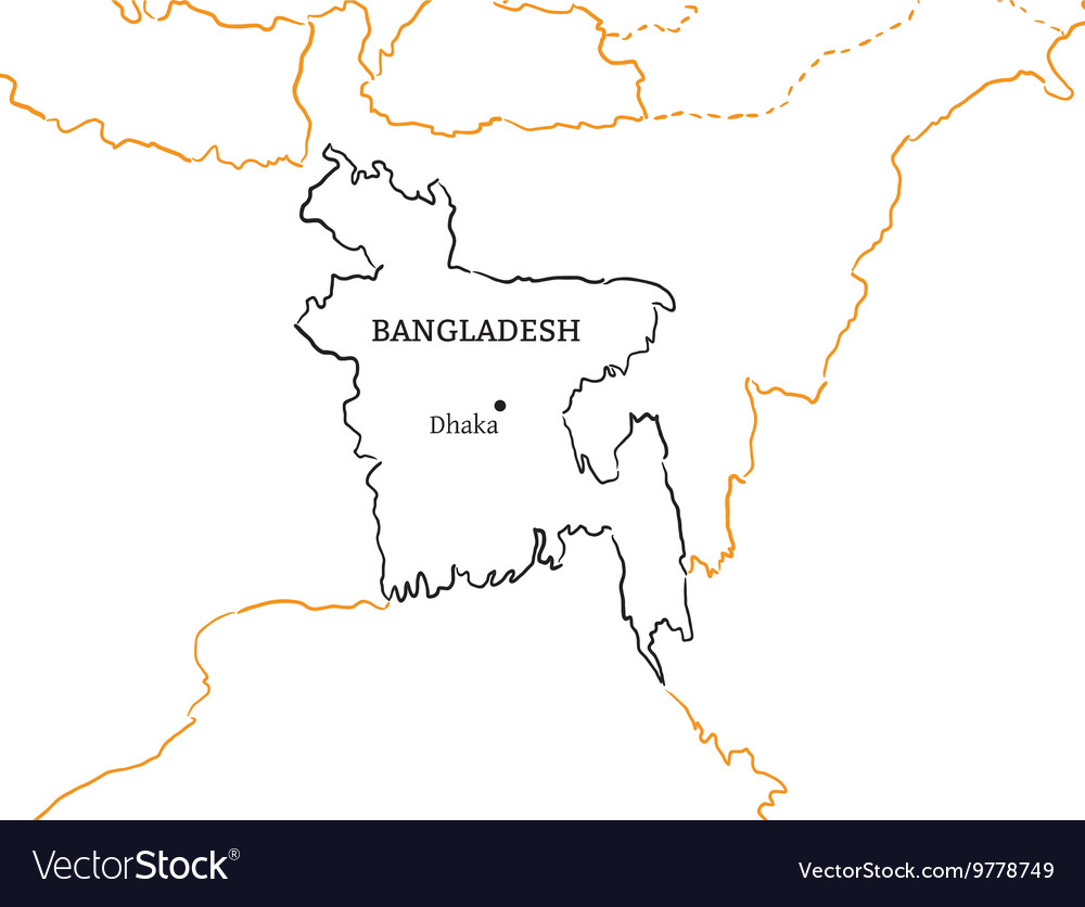 Bangladesh Hand Drawn Sketch Map Royalty Free Vector Image | The Best ...