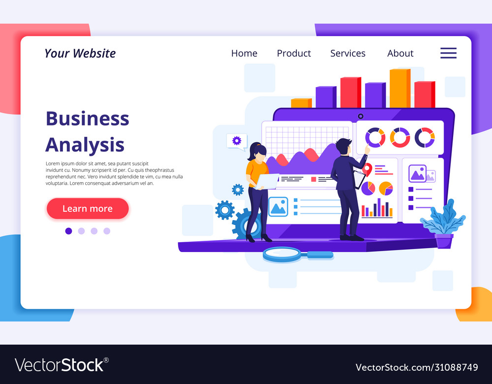 Business analysis concept people work in front Vector Image