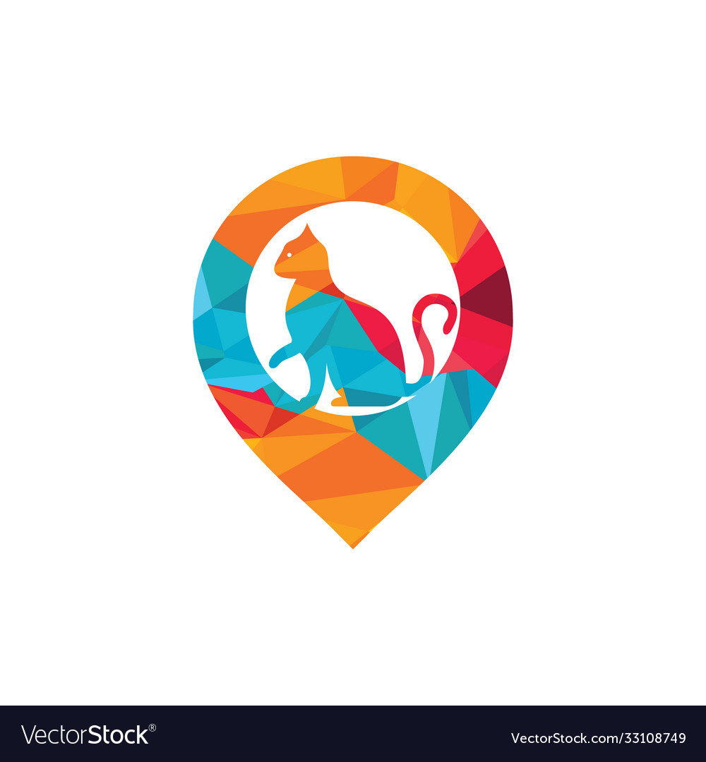 Cat and map pointer logo design