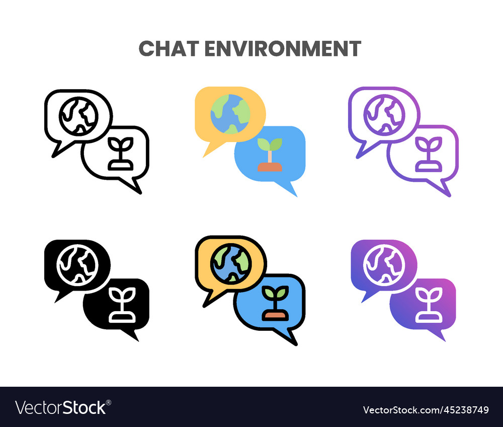 Chat environment icons set with different styles Vector Image Chat environment icons set with different styles