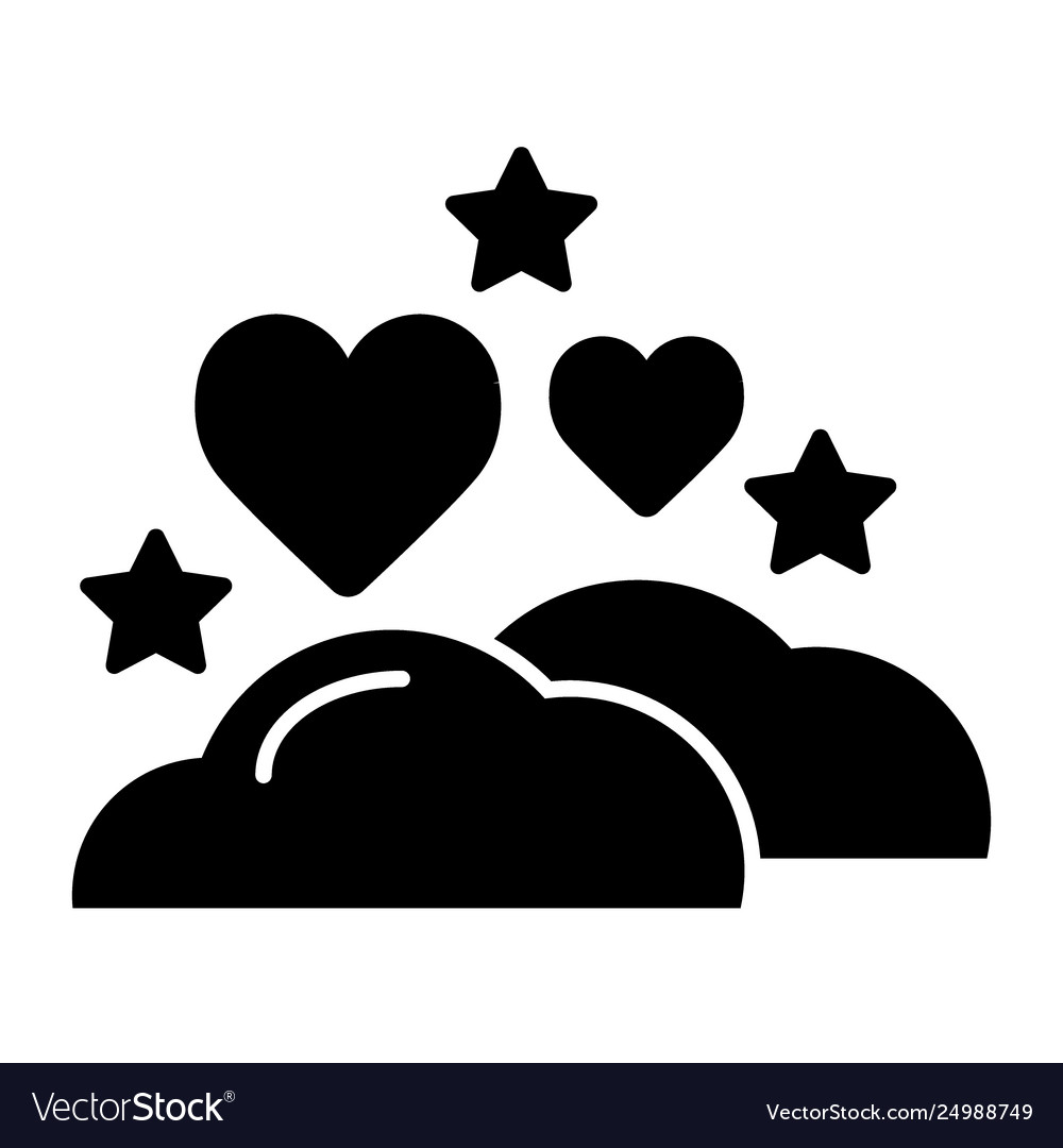 Wolken Herzen und Sterne Ikone schlafen Träume Symbol