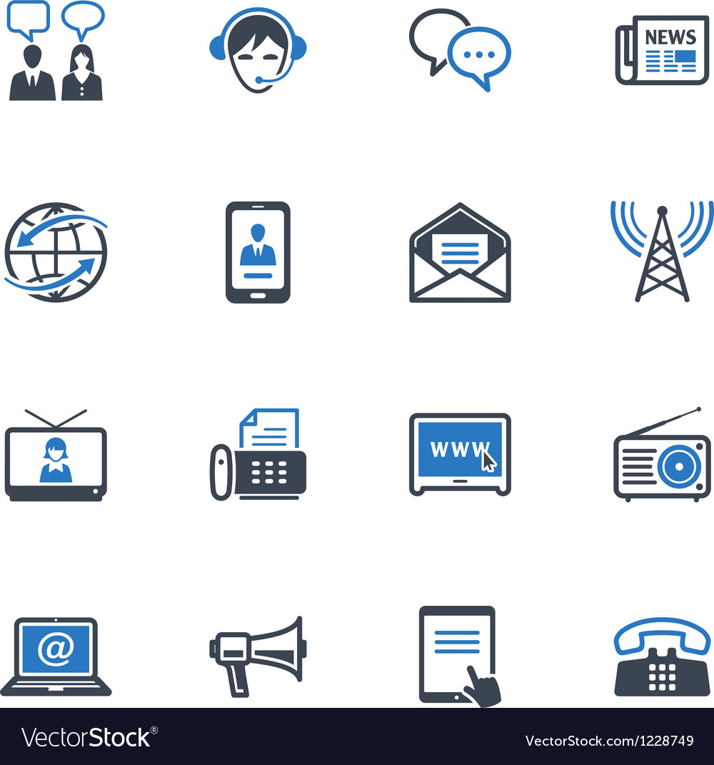 Communication icons set 2 - blue series Royalty Free Vector