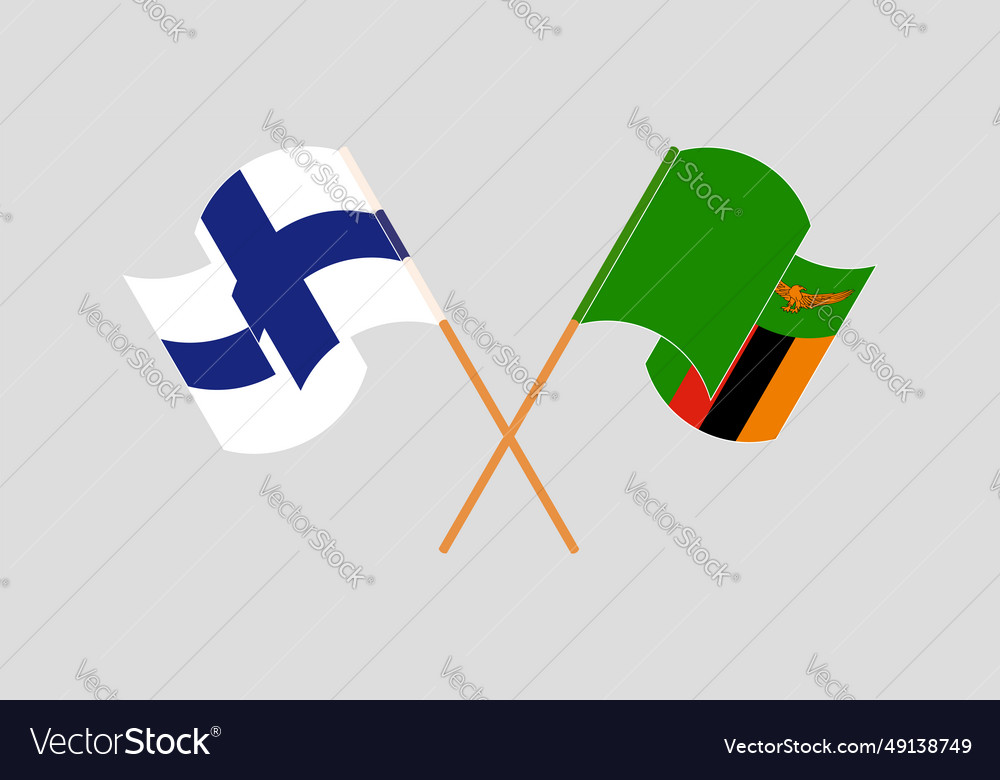 Crossed and waving flags of finland republic